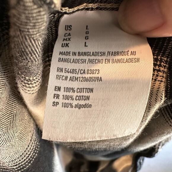 American Eagle Outfitters Plaid Check Shirt Mens Sz L Pearl Snap Chest Pocket LS - Picture 6 of 7